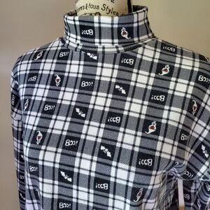 Vintage Black and White Plaid Long Sleeve Top